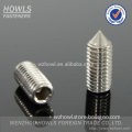 High quality stainless steel DIN914 hex socket set screw with cone point
